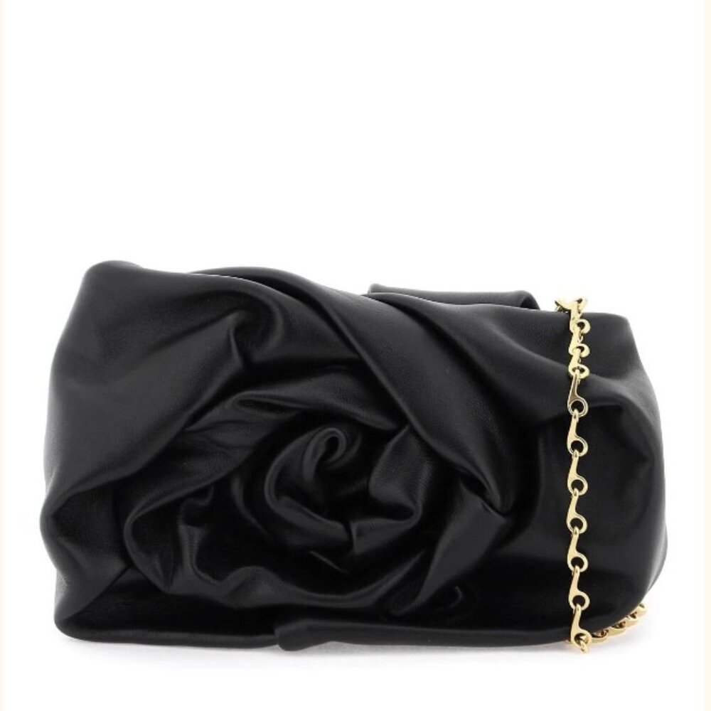 BURBERRY Black Rose Soft Leather Clutch Gold Chain & BURBERRY Dust Bag NWT - Picture 12 of 16
